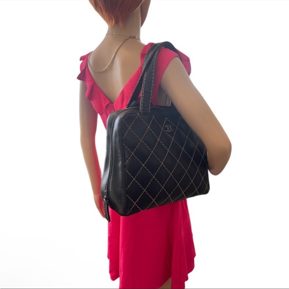 CHANEL WILD STICH QUILTED BLACK PURSE/ SHOULDER BAG - Picture 6 of 14